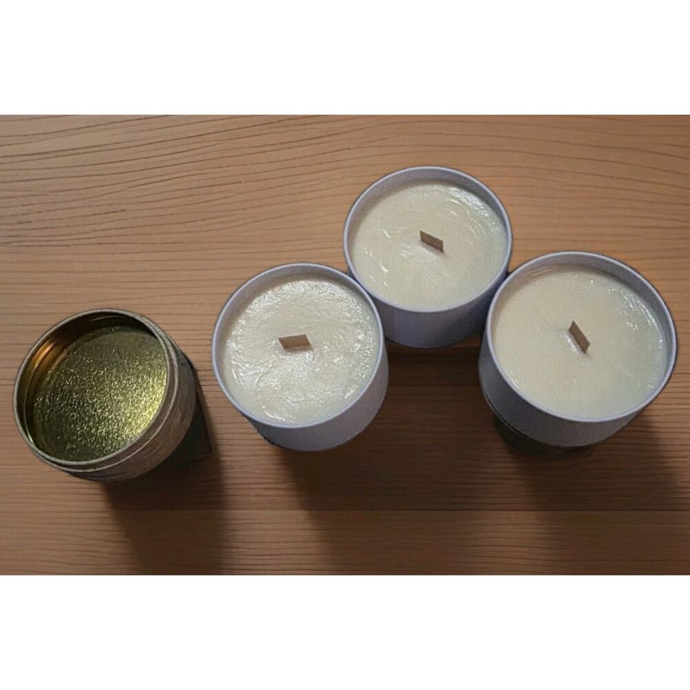 Peppermint Vanilla Handmade 8oz Candles Set Of 3 Wood Wick